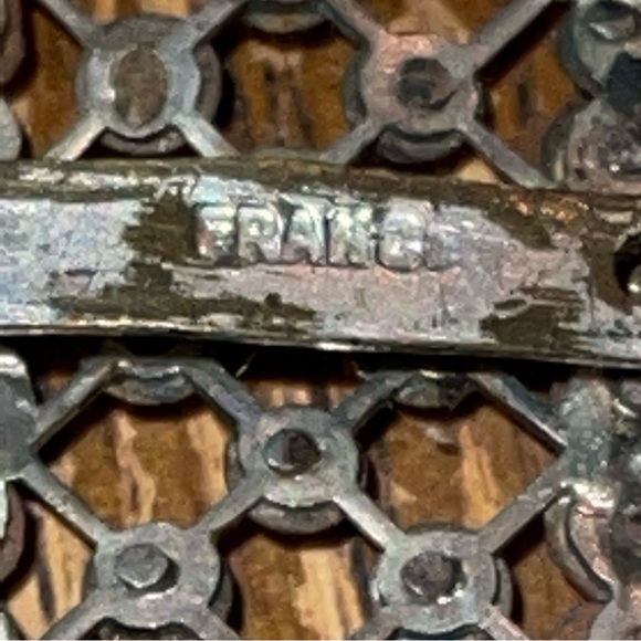 Antique Cut Steel Belt Buckle MADE IN FRANCE Signed Hand-faceted Art Deco 1920s